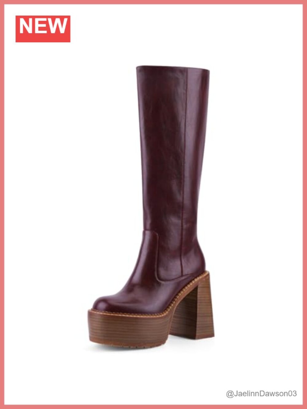 Platform Mid Calf Boots Women High Heel Block Heel Tall Square Toe Faux Leather